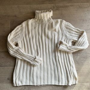 Eddie Bauer Cotton Blend Ribbed Turtleneck Sweater